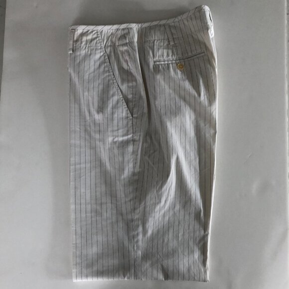 Calvin Klein Vtg Mid Rise Wide Leg Cuffed Pin Stripe Pants White + Black Size 8 - Picture 9 of 12